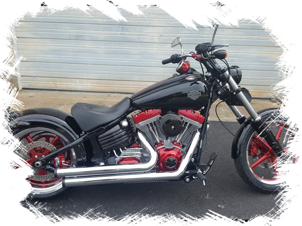 Custom, Black and Red, Harley-Davidson Motorcycle Build